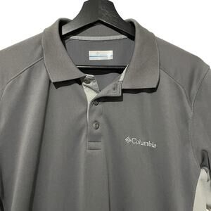 Columbia Polo Shirt Mens Medium Gray Omni Shade Omni Wick Short Sleeve 1637391